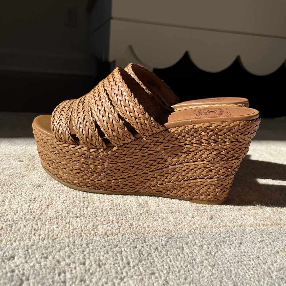 Women's Woven Leather Wedge Sandals
